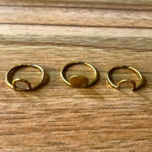 Free People Set of 3 Boho Gold Brass Stacking Rings